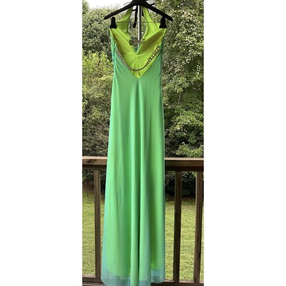 Cache Dress VTG Y2K Maxi Gown Prom Cruise Resort Fairy Whimiscal Ombre Green 2 - Picture 14 of 16